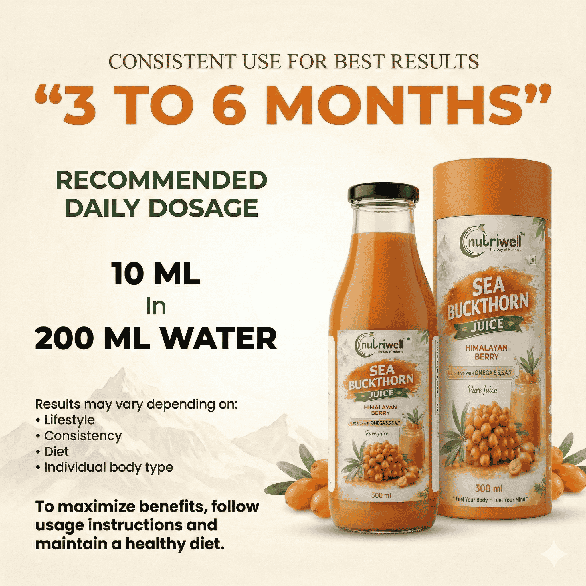 Sea Buckthorn Juice for Immunity, Diabetes & Skin Booster 300ml