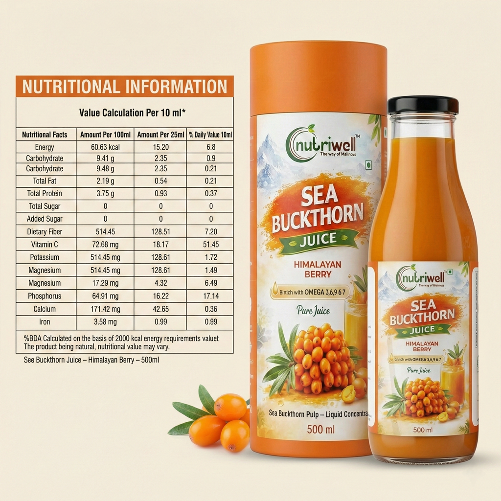 Sea Buckthorn Juice for Immunity, Diabetes & Skin Booster 500ml